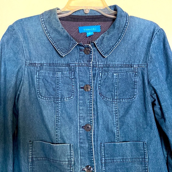 Trixie and Lulu lightweight, dark denim jacket. - Picture 4 of 8